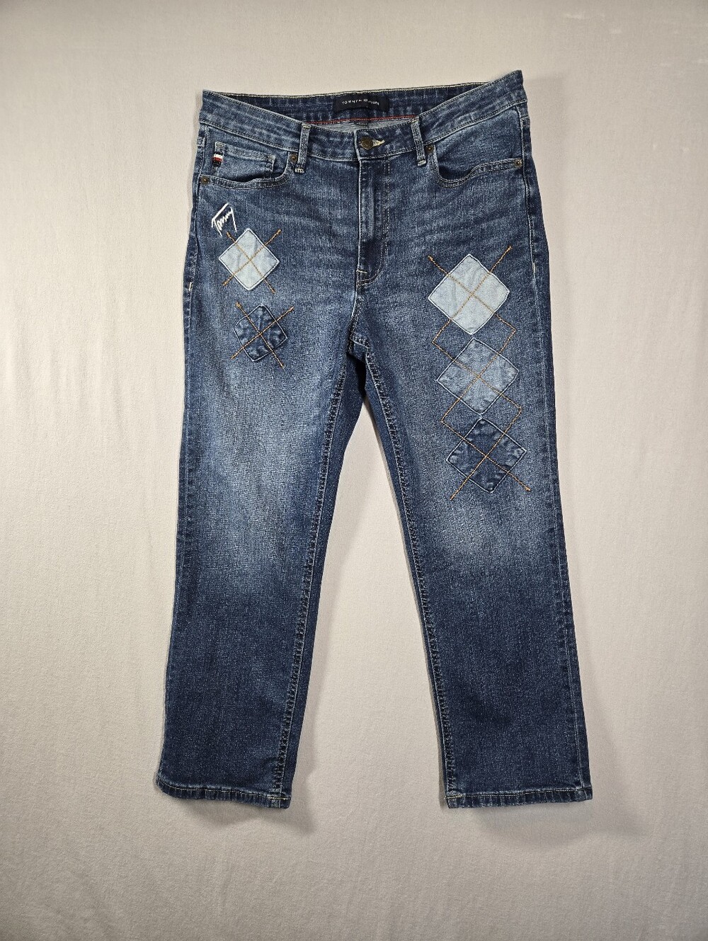 Tommy Hilfiger Women's Patchwork Tribeca Straight Ankle Jeans Size 12